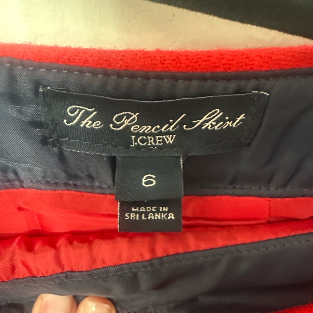 J. Crew Vibrant Red Pencil Skirt